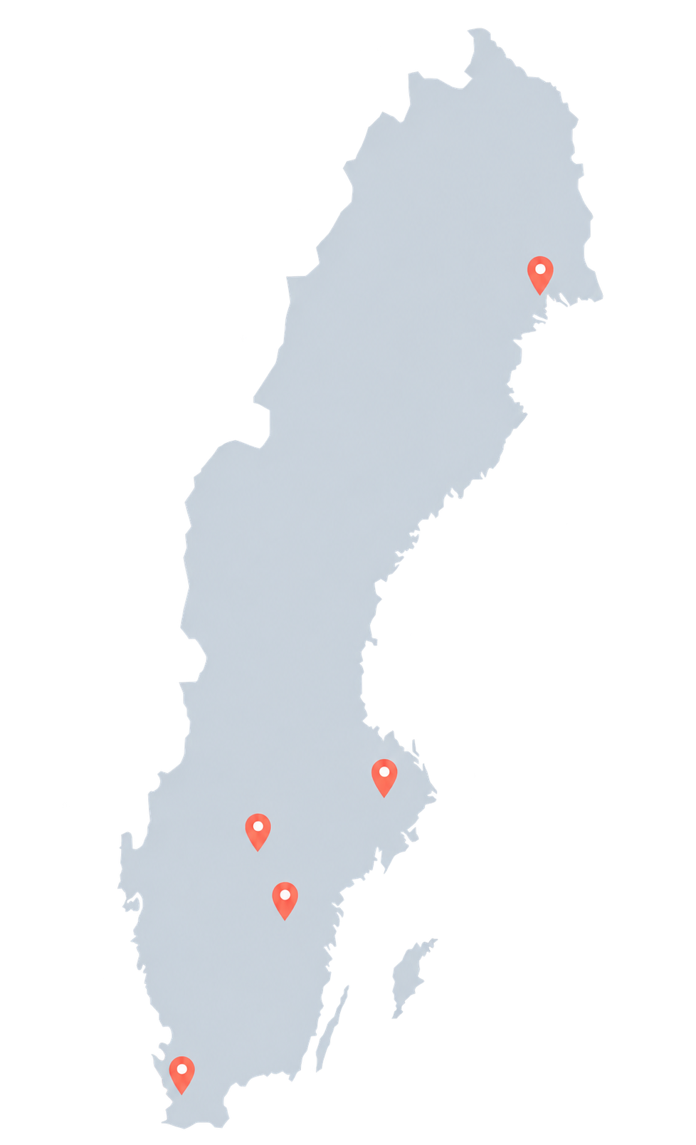 Sverigekarta med markerade roadshow-stopp